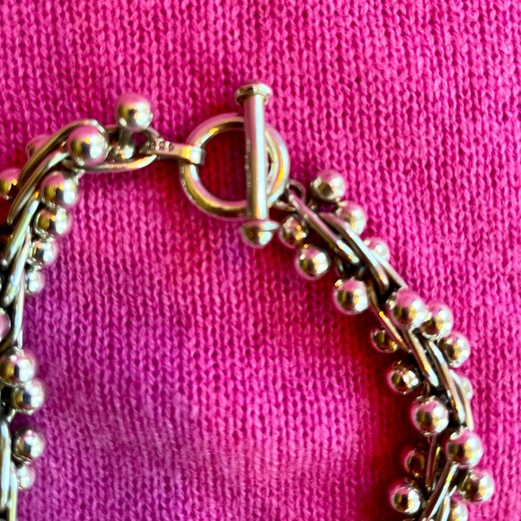 Sterling Silver Barbell Link Choker - Picture 9 of 16